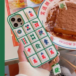 Soft Silicone Fun Mahjong Phone Case for iPhone 15 14 13 12 11 Pro Max X Xr Xs Max 6 6S 7 8 Plus SE2 Cute Shockproof Shell Cover