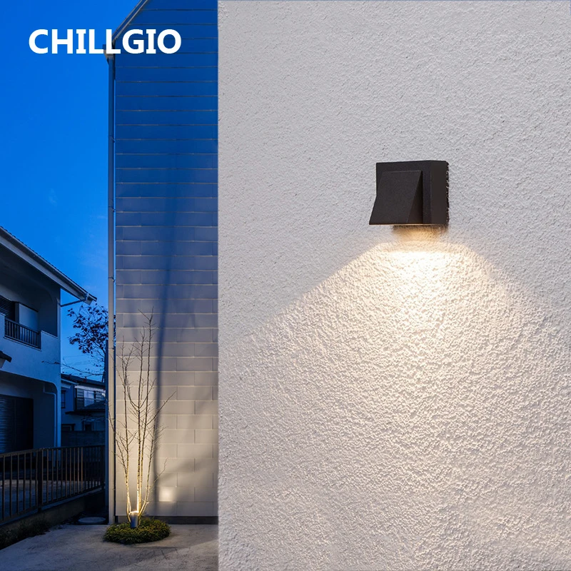 CHILLGIO Lampu Led Luar Ruangan Tahan Air Minimalis Taman Hotel Aluminium Interior Eksternal Lampu Nordik IP65 Lampu Modern Dalam Ruangan