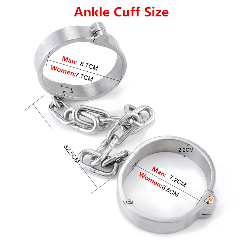 Heavy Stainless Steel Lockable Neck Collar Handcuffs Ankle Cuff  Fetish Bondage Bdsm Hand Cuffs Restraints Sex Toys for Couples