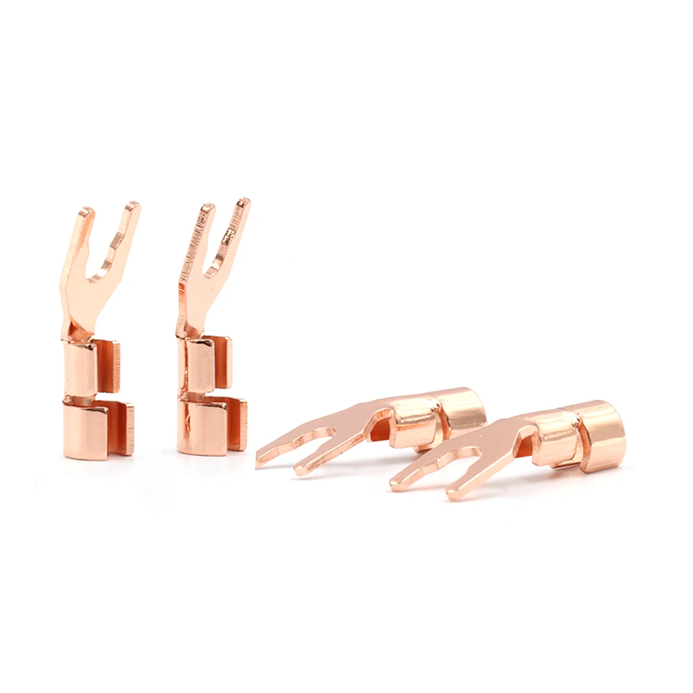 Conector de Cable de altavoz con enchufe de pala chapado en cobre HiFi, conector de Cable de altavoz Y espadas, Terminal de enchufe de pala DIY
