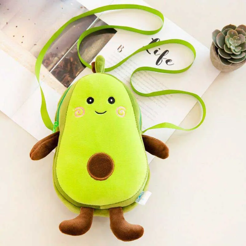 New Fashion Children Plush Girls Shoulder Bag Cute Avocado Messenger Bag Kids Keys Coin Purse Cute Princess Mini Handbag