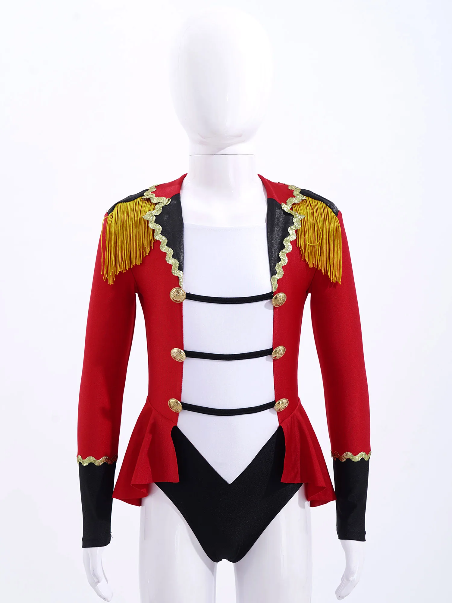 Kids Girls Circus Ringmaster Costume Cosplay Performance Carnival Party Dress Up maniche lunghe nappa body tuta con cravatta