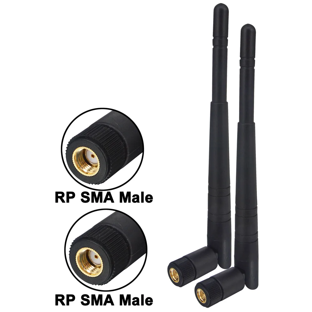 2pcs 8dbi Dual Band WiFi Antenna 2.4G 5G 5.8G RP-SMA Male/SMA Male Universal Antennas Amplifier WLAN Router Antenne Booster