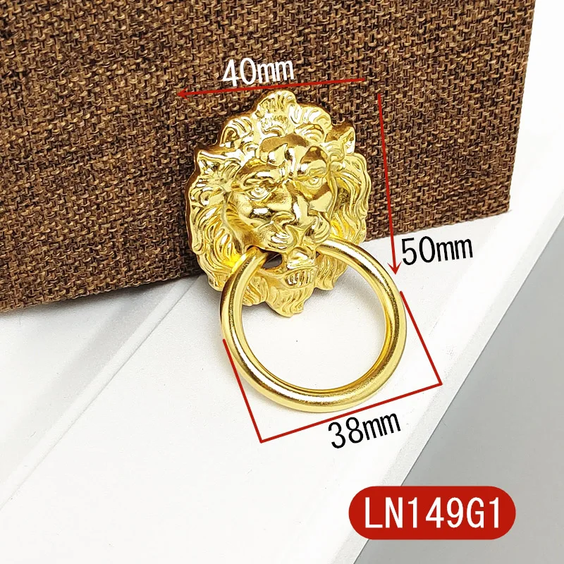 5pcs Kitchen Cabinet Handle Drawer Handle Antique Dresser Handle Furniture Hardware Style Bright Lion Head Handle 40x50MM