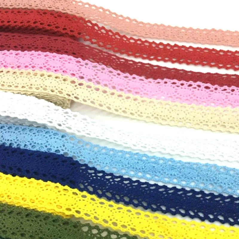 5Yards 1-6cm Crocheted Webbing Cotton Lace Trims for Handmade DIY Sewing Garments Accessories Wedding Deco Gift Floral Packing
