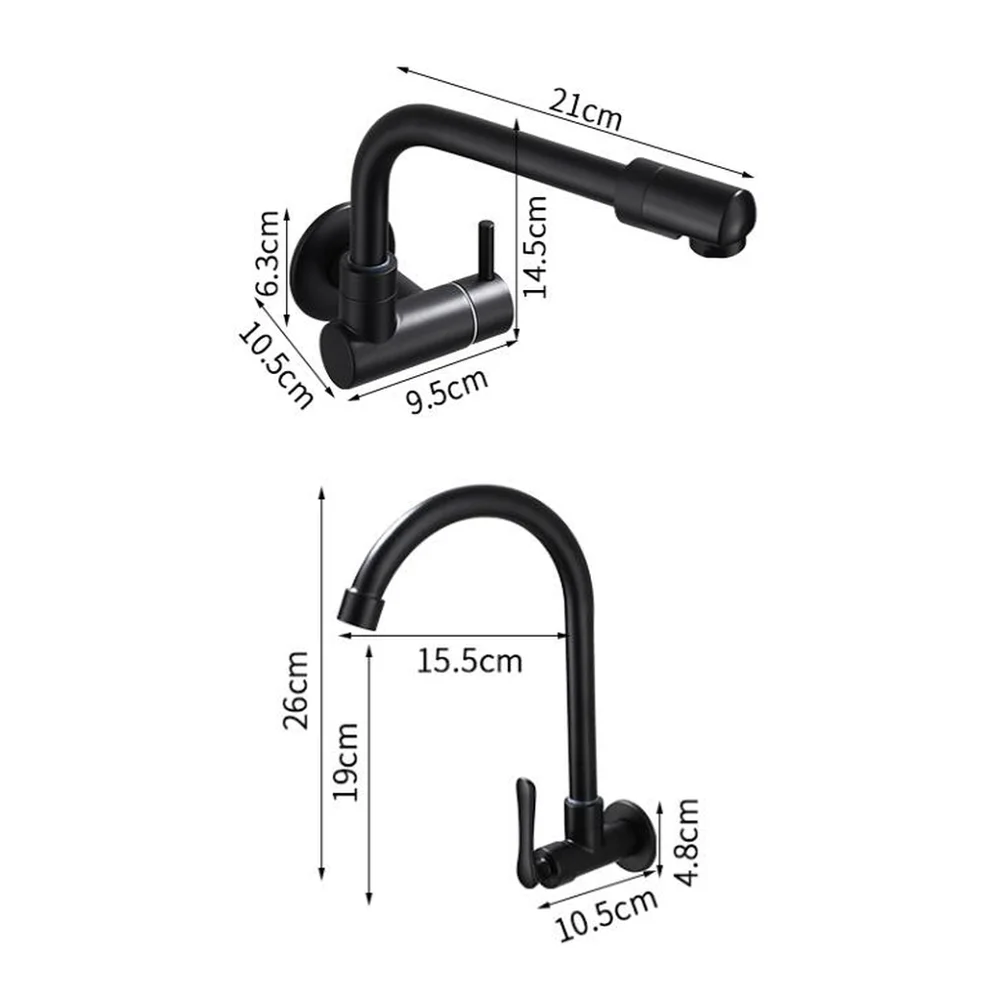 Wall Kitchen Faucet Single Cold Water Black Kitchen Faucets Universal Crane 360 Degree Turn  Kitchen Mixer Taps ML772