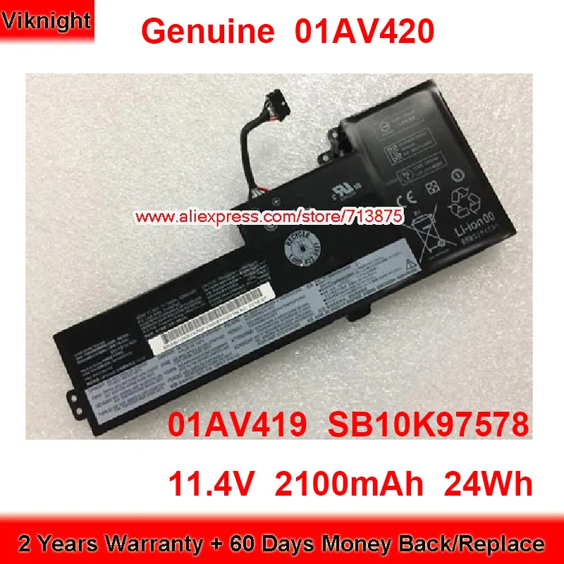 

Genuine 01AV419 Battery 01AV420 SB10K97576 for Lenovo ThinkPad A285 A485 T470 T480 Type 20L5 SB10K97578 A28t 11.4V 2100mAh 24Wh