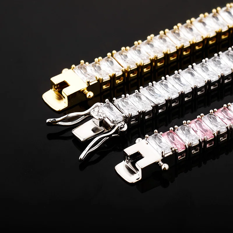 TOPGRILLZ 2020 New Baguette 8mm Tennis Chain Bracelet Iced Out Cubic Zirconia Hip Hop High Quality Fashion Charm Jewelry Gift