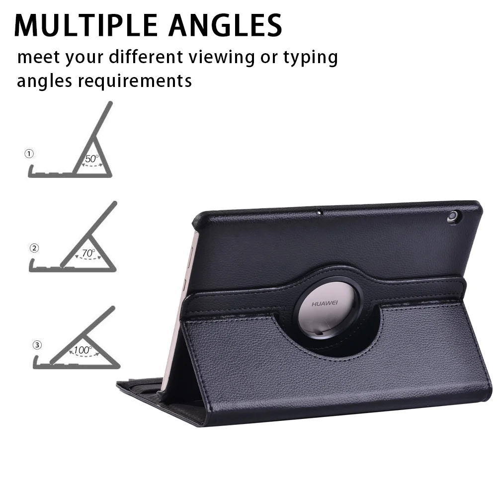 360 Rotating Tablet Case for Huawei MediaPad T3 10 9.6"/T5 10 10.1" Anti-fall Protective Cover+Bluetooth Keyboard+Free Stylus