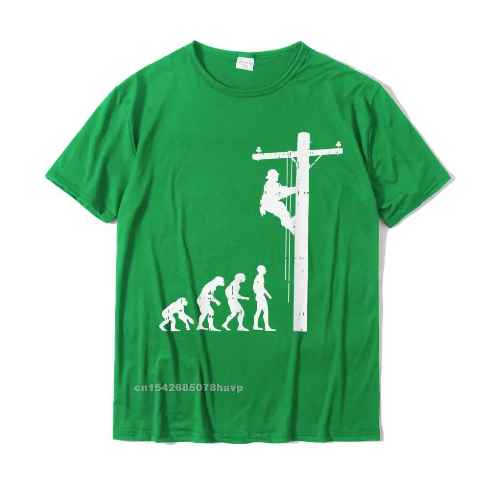 Lineman Evolution Funny Power Electrical Electrician Gift T-Shirt Tops & Tees Discount Normal Cotton Mens T Shirts Classic