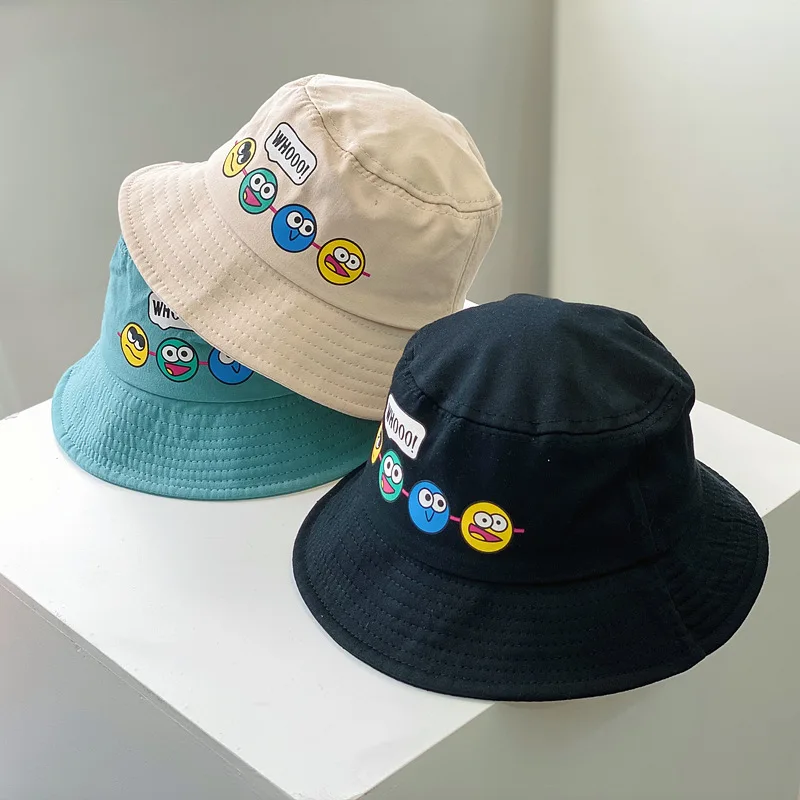 2021 Spring Summer Children's Bucket Hats Baby Girls Boy Cartoon Breathable Lovely Sun Cap Beach Wide Brim Newborn Accessories