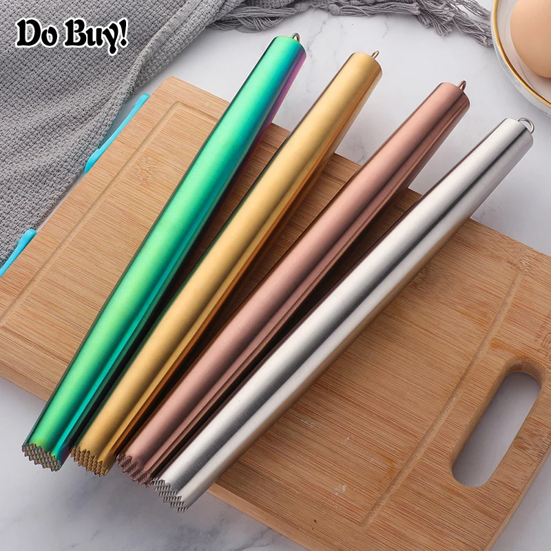 1 Pcs Rolling Pin Stainless Steel Baking Cake Roller Dough Rolling Pin Bakeware Dumpling Skin Rolling Pin Cake Decoration