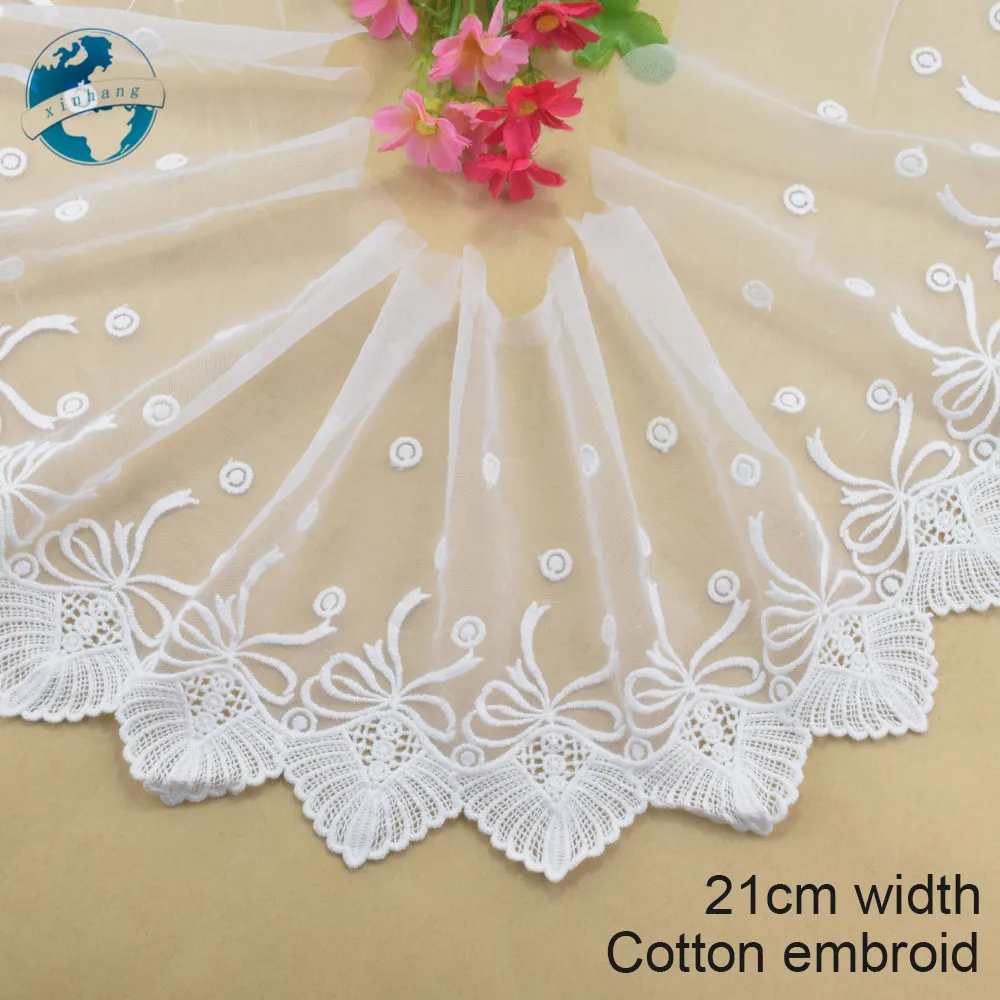 21 سنتيمتر عرض القطن الأبيض التطريز الدانتيل حافة الفرنسية الشريط النسيج جبر Diy الزخارف الحياكة الزفاف الخياطة اكسسوارات # 4186