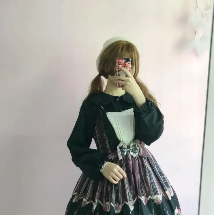 Japanse Student Dagelijks Zoete Lolita Shirt Vintage Falbala Peter Pan Kraag Victoriaanse Shirt Kwaii Meisje Gothic Lolita Top Loli Cos