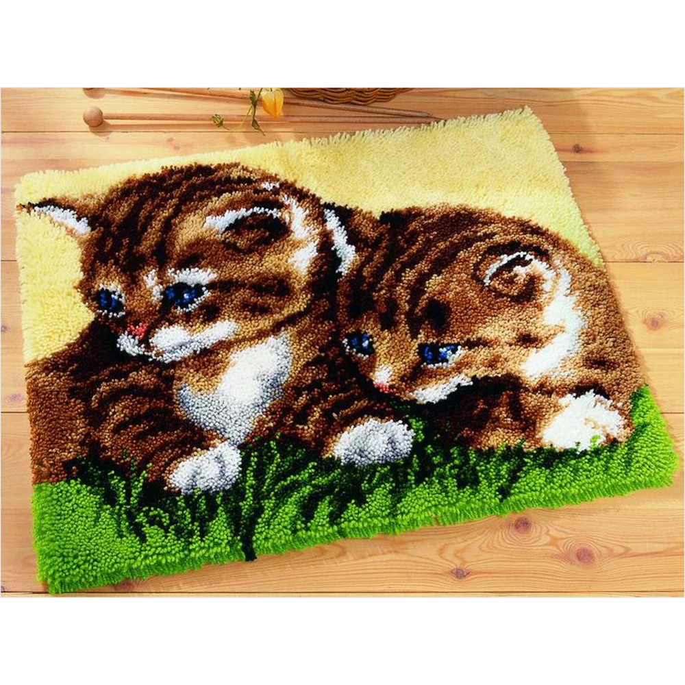 Cute Cats cross-stitch kits Latch hook rug kits embroidery stair carpet mats Stitch threads Carpet embroidery yarn for knitting