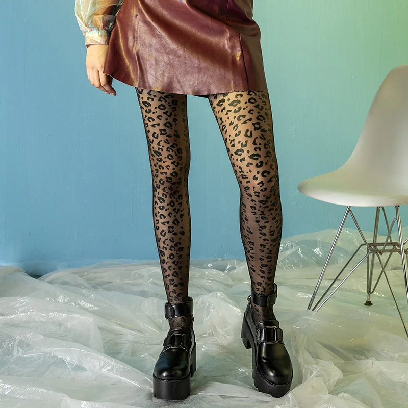 Summer Ultra-Thin Leopard Print Black Tights Personalized Fashion Women\'s Nylon Pantyhose Hottie Sexy Wild Hosiery