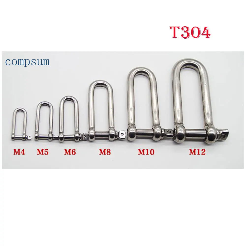 T304 Panjang D Shackle Stainless Steel Sekrup Pin D Belenggu Paracord Gelang Baja Gesper