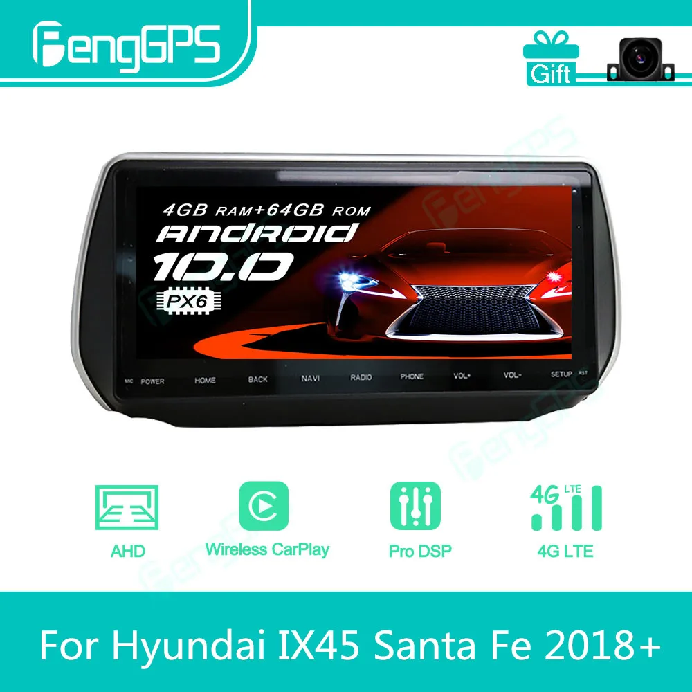 For Hyundai IX45 Santa Fe 2018+ Android Car Radio Stereo Multimedia Player 2 Din Autoradio GPS Navigation PX6 Unit Screen