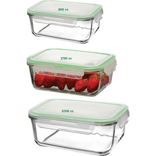 Pasabahce Lock Store Storage Container 3 Pcs (800CC + 1790CC + 3200CC)