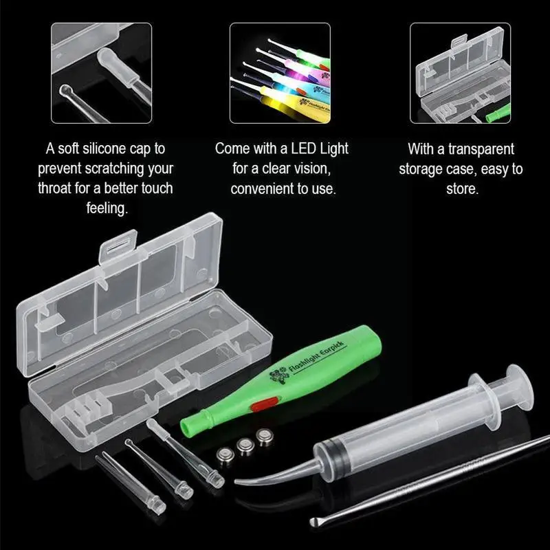 Tonsil Stone Remover Tool with Led Light Box & Irrigation Flush Whitening Ear Care Extractor Syringe Products & Syringe L4J4