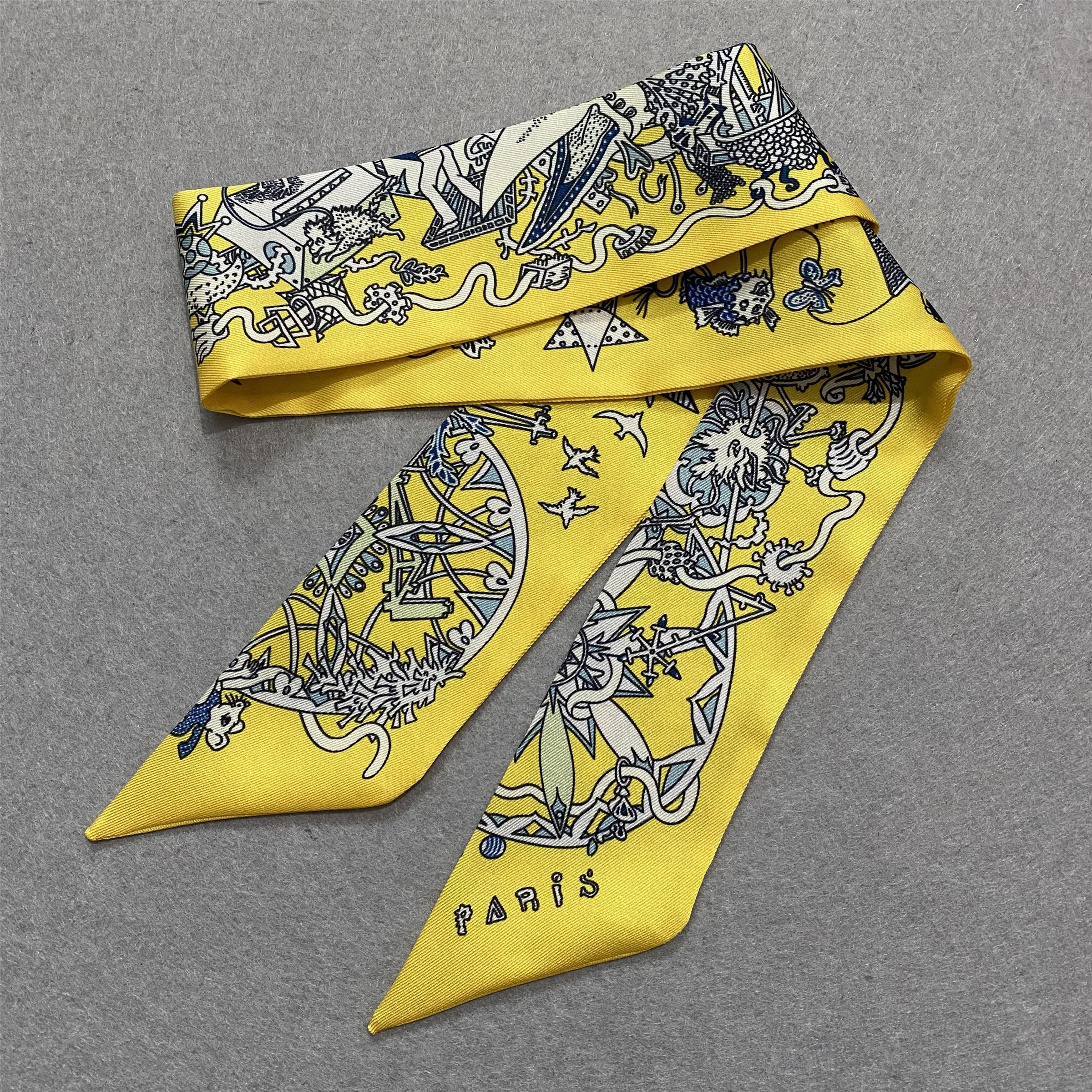 2023 Design Spring Skinny Scarf Women Silk Scarf For Ladies Luxury Brand  Letter Neck Bag Scarves Hair Foulard Headband