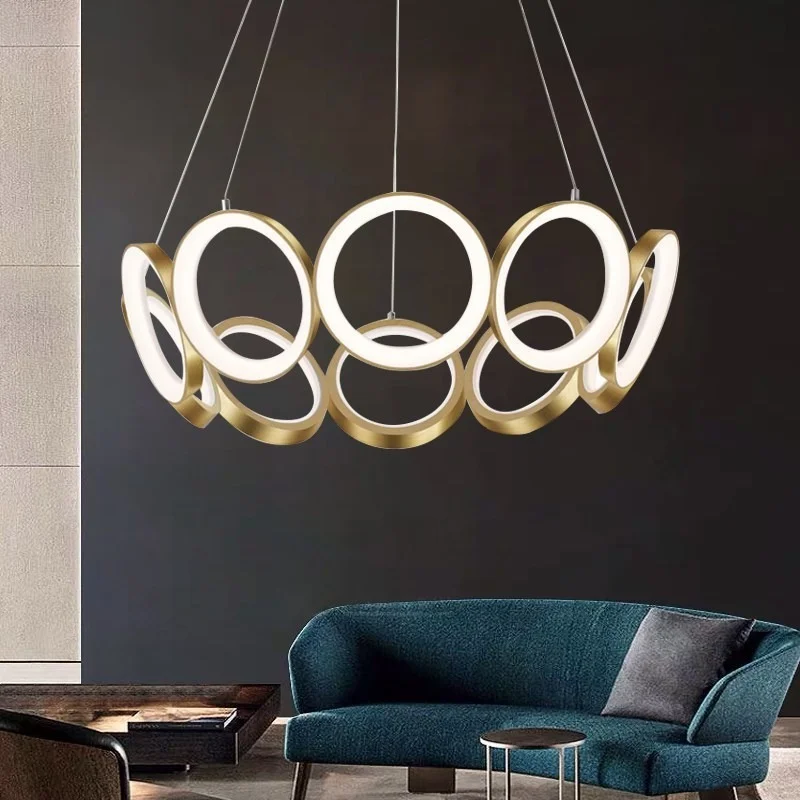 

Simple Rings LED Chandelier Luxury Design Living Room Decoration Replica Lamp Designer Suspension Light Fixtures