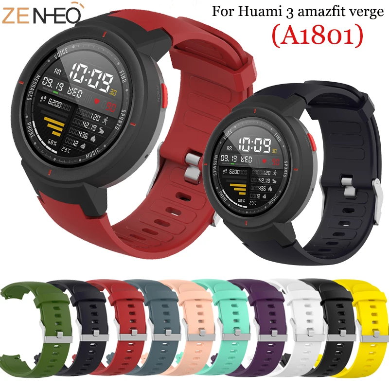 Amazfit verge-سوار سيليكون ل huami 3 smartwatch ، استبدال سوار ل الساعات الذكية ، نموذج a1801