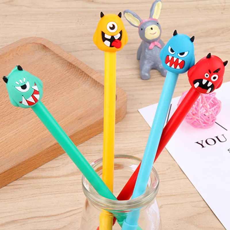 

50PCS Cartoon Funny Monster Ink Little Monster Black Water Pen Cartoon Black Water Kawaii School Supplies StationeryGel Pens