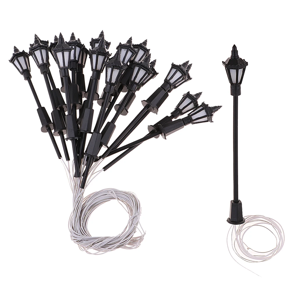 20pcs 1:100 Model Miniature Street Lights HO OO 1:100 Scale LEDs Railway Train Lamp Post Garden Landscape Street Lights