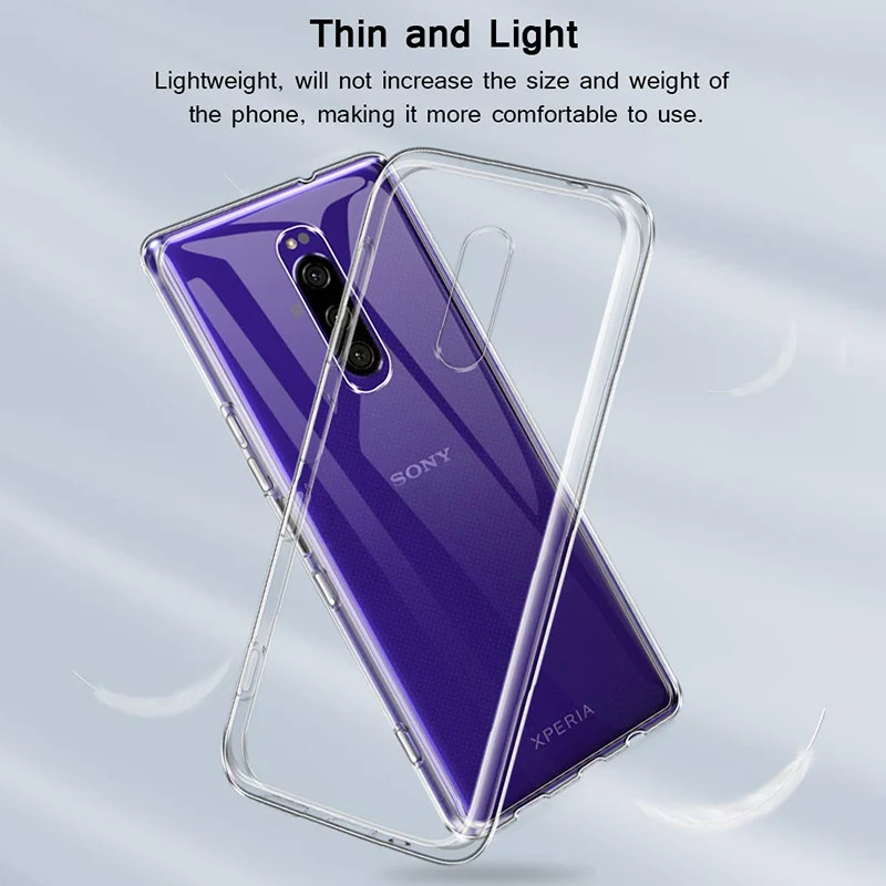 Soft TPU Phone Back Cover Cases for Sony Xperia 1 Silicon Shockproof Armor Xperia1 SonyXperia1 2019 Crystal Clear 360 Protective