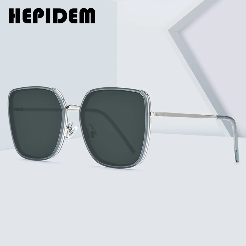 HEPIDEM Square Alloy Acetate Sunglasses Women 2020 Gentle Luxury Brand Designer Oversize Sun Glasses for Men Nylon Lens gm Mumu