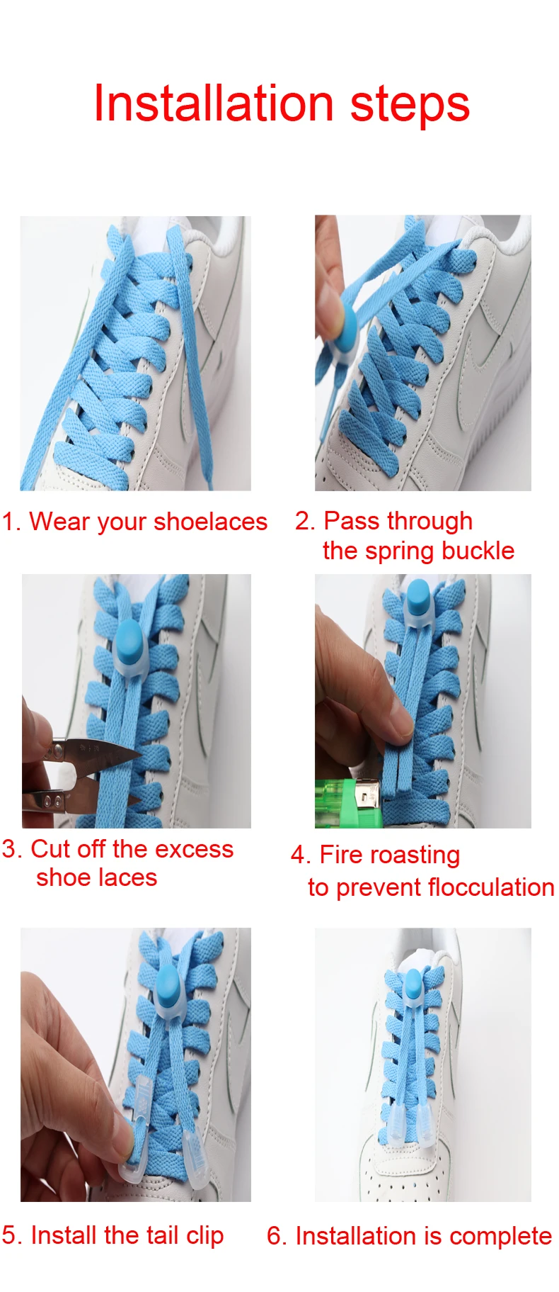 Klassische Schnürsenkel mit Schnallenverschluss, flache Schnürsenkel ohne Binden für Sneaker, Kinder und Erwachsene, schnelle und bequeme Schnürsenkel für Schuhe, Zubehör – Detail 18