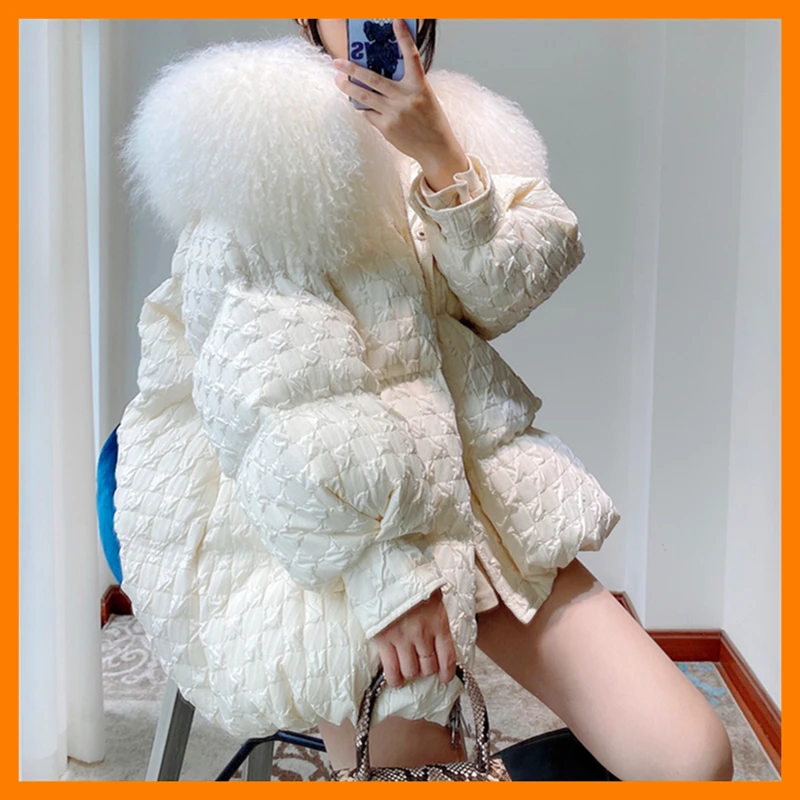 Women's down jacket autumn and winter 2021 new women's warmth, white duck down chic and thin, overcoming coat women jackets