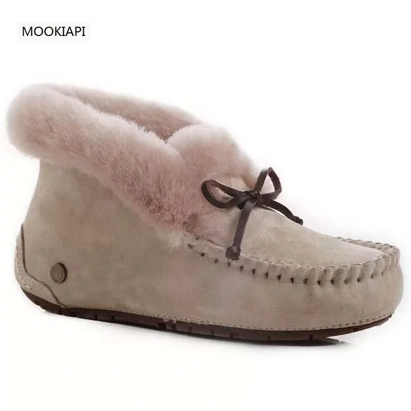 2019 Australia\'s most fashionable short tube lace up women\'s shoes, real sheepskin, natural wool, the highest quality snow boots