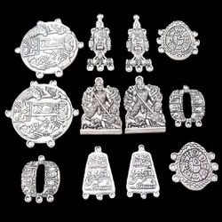 1Pack Silver Plated Ancient Mayan Totem Connectors Ethnic Style Earrings Metal Accessories DIY Charms Jewelry Crafts Making P511