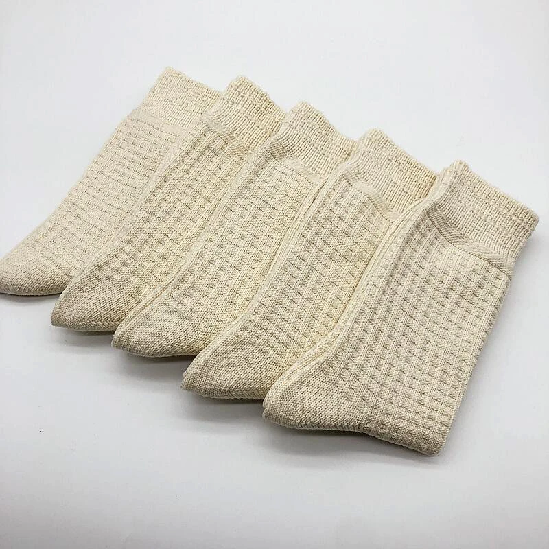 Match-Up Men Waffle Socks For Business Casual Dress Cotton Socks(5 Pairs)