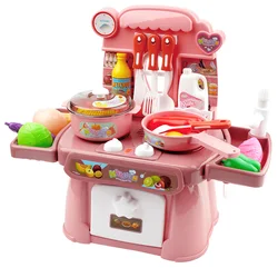 Kitchen Toys Imitated Chef Light Music Pretend Cooking Food Play Dinnerware Set Safe Cute Children Girl Gift Fun Game GYH