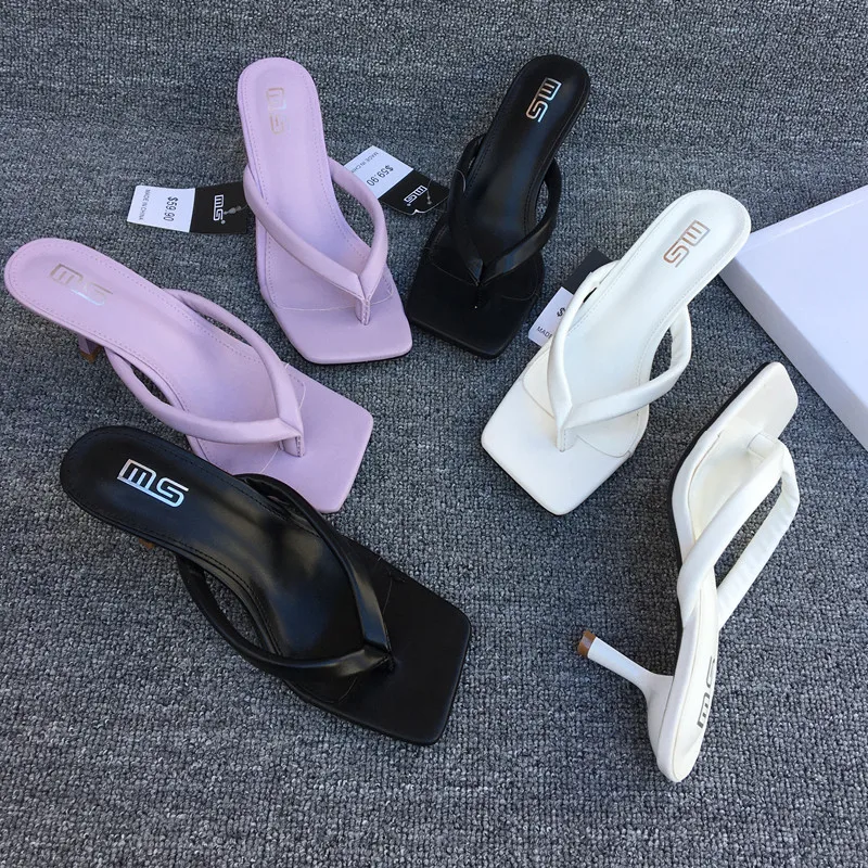 Slippers Women Summer Luxury Slides High-Heeled Shoes Lady Pantofle Female Mule Rubber Flip Flops Black Sandals Designer Soft 20