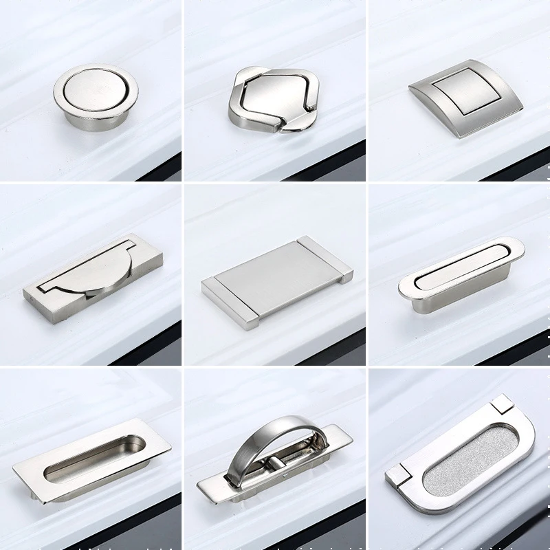 Tatami Hidden Door Handles Zinc Alloy Recessed Flush Pull Cover Floor Cabinet Handle Silver Black Furniture Handle Hardware