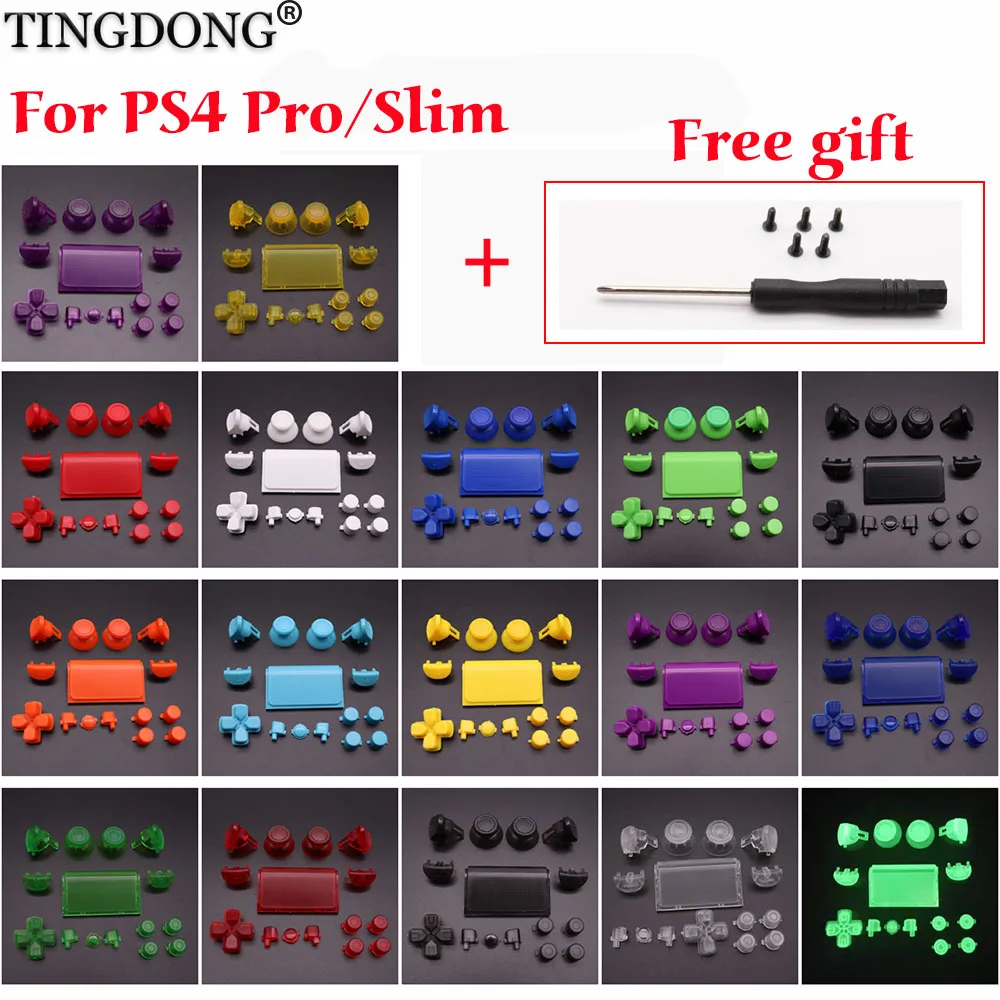 Full Sets Chrome Dpad R1 R2 L1 L2 Buttons For Sony Dualshock 4 Pro Slim JDS 040 JDS-040 Wireless Controller with free gift