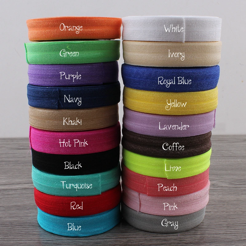 10 Yards Fold Over Elastic 5/8\'\' 15mm Stretch Foldover FOE Elastics Ribbon by The Yard for Headbands Hair Ties