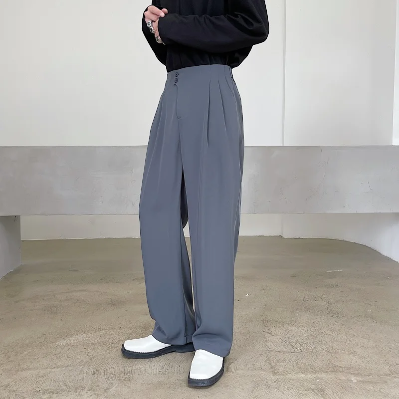 Calças retas masculinas primavera e outono nova moda casual versátil clássico simples solto calças tamanho grande
