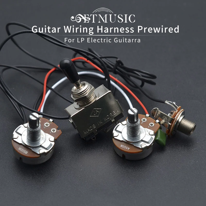 Electric Guitar Wiring Harness Prewired Two Pickup 500K Big Pots 3 Way Toggle Switch for LP Electric Guitarra