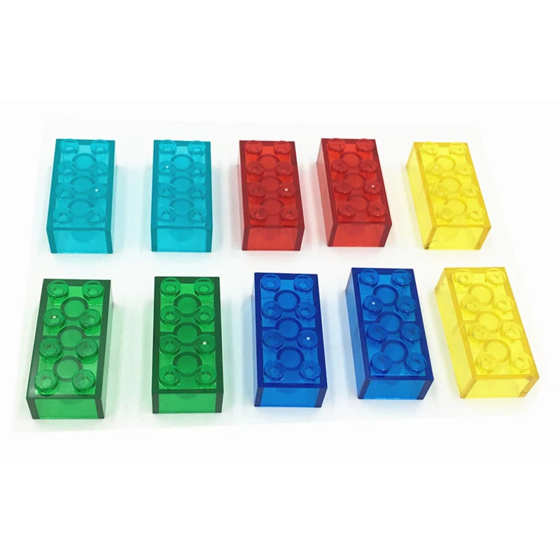 100g DIY Transparent Red Building Block 2x4 1x1 Green Blue Bricks Dots Educational Creative Plastic Toys for Children