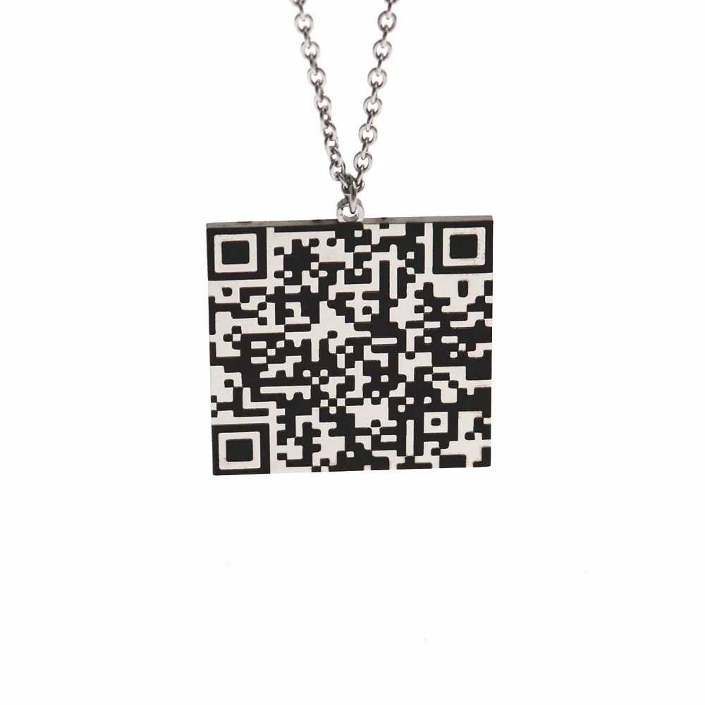 

Ожерелье с QR-кодом на заказ, модные ювелирные изделия для влюбленных, квадратное ожерелье из нержавеющей стали с геометрическим рисунком, кулон в виде секретного сообщения, дружеский подарок