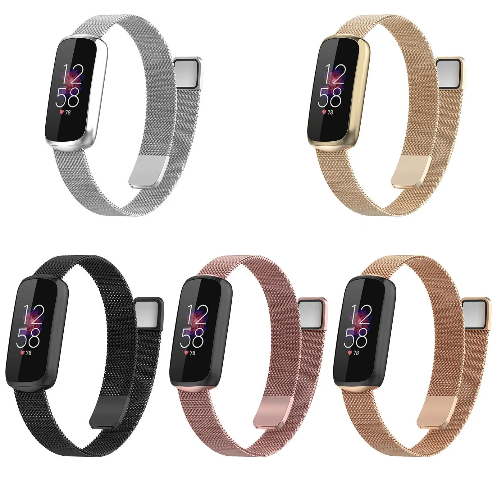 For Fitbit Luxe Strap Band Stainless steel Wrist Strap Dual- Magnetic Watchband