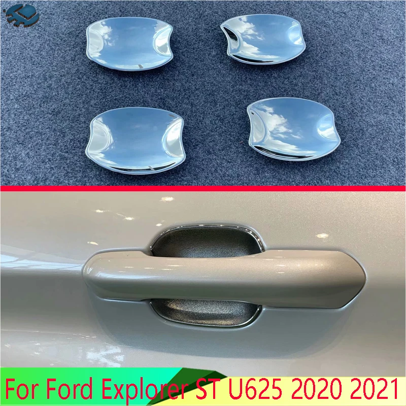 For Ford Explorer ST U625 2020-2024 2022 Car Accessories ABS Chrome Small Door Handle Bowl Cover Cup Cavity Trim Insert Catch