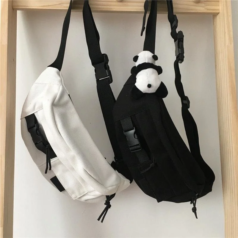 2023 Techwear Harajuku Canvas Cross Waist Belt Phone Banana Bag Fanny Pack For Women Banane Sac Pochete Chest Bolsos