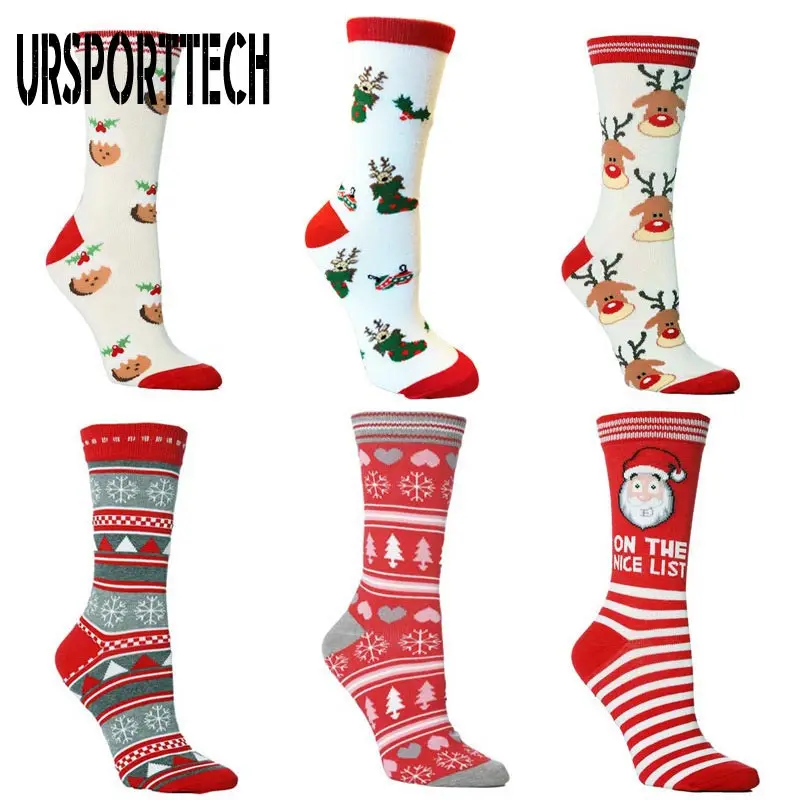 

6pcs/Lot Merry Christmas Socks Men Women New Year Middle Tube Socks Thick Warm Couple Socks Cute Cartoon Funny Decoration Socks