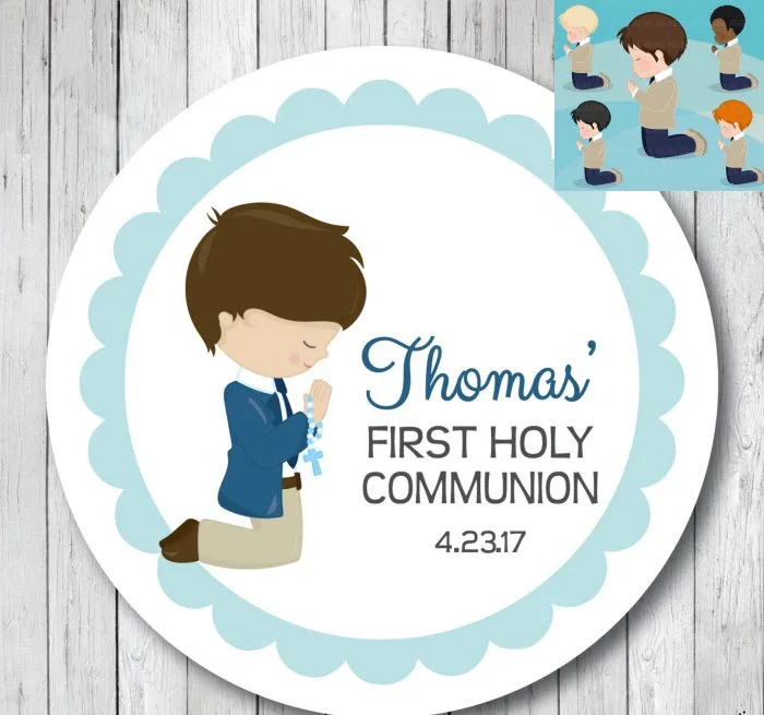 Custom Personalized, Boy, Girl First Communion Stickers, First Holy Communion Favor Labels, Baptism, 100 Pieces